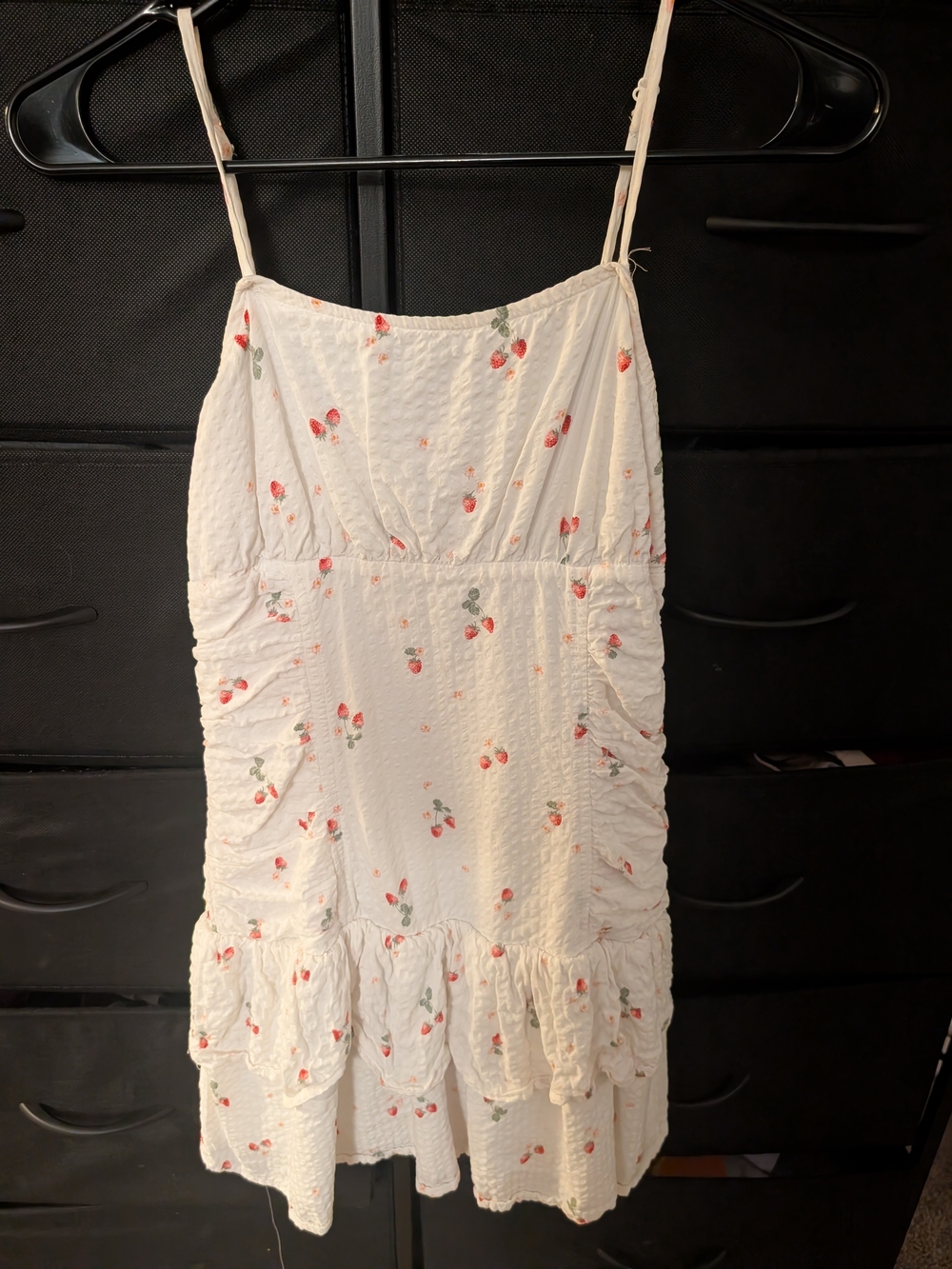 White Strawberry Spaghetti-Strap Sundress